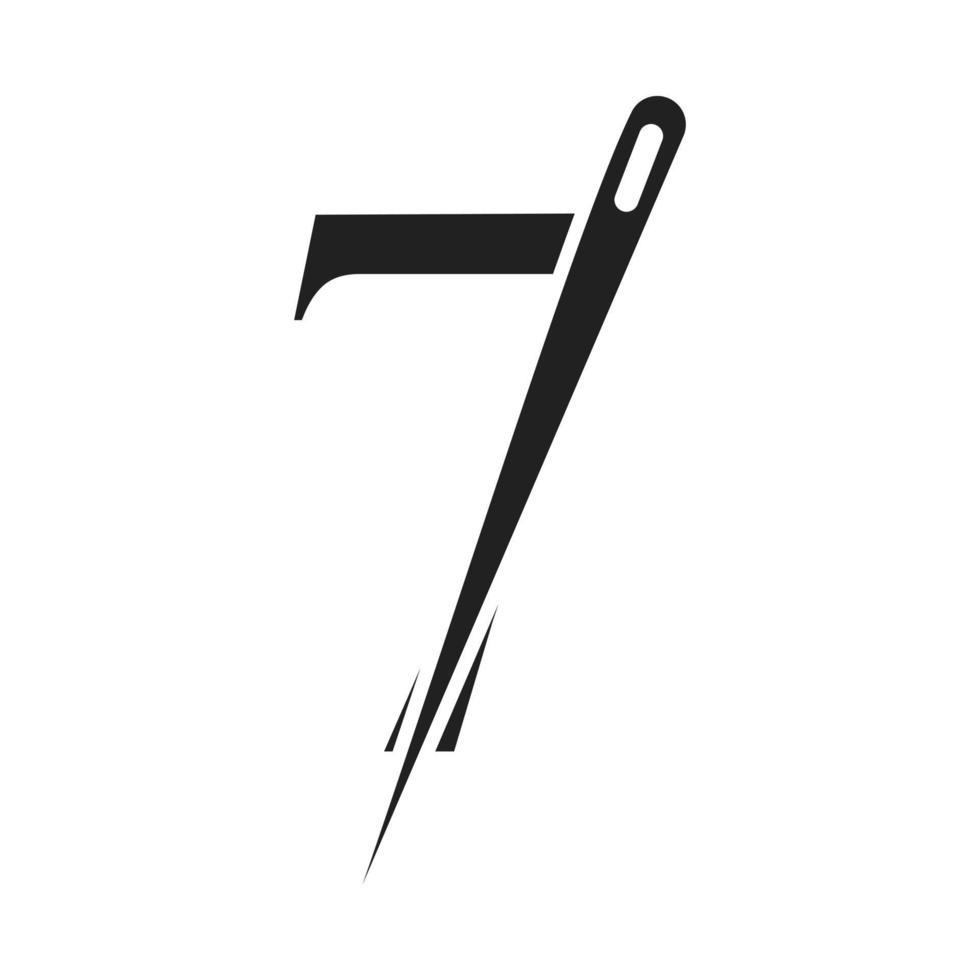 lettre 7 logo sur mesure, combinaison aiguille et fil pour broder, textile, mode, tissu, modèle de tissu vecteur