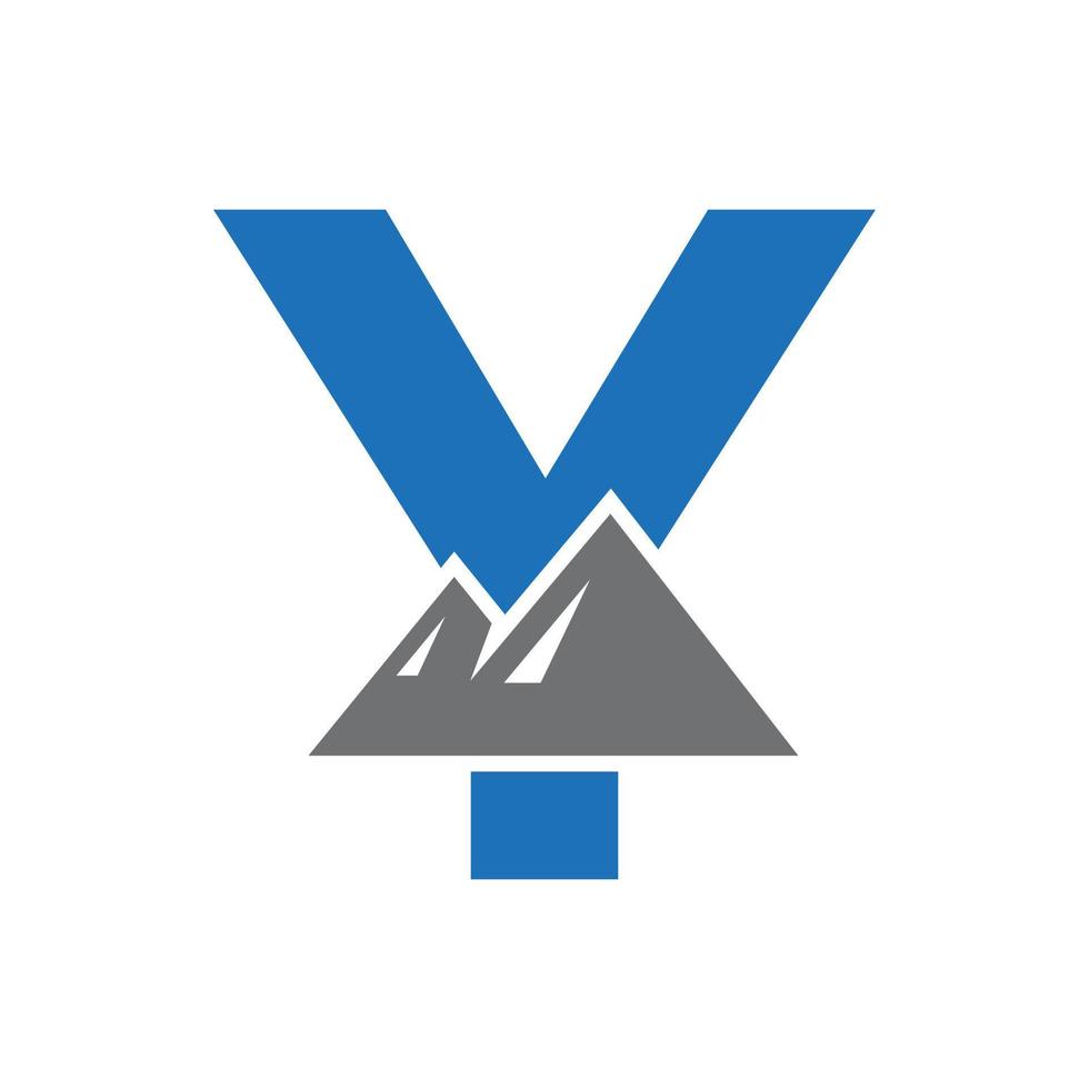 signe vectoriel du logo de la lettre y. le logo du paysage de montagne se combine avec l'icône et le modèle de la colline