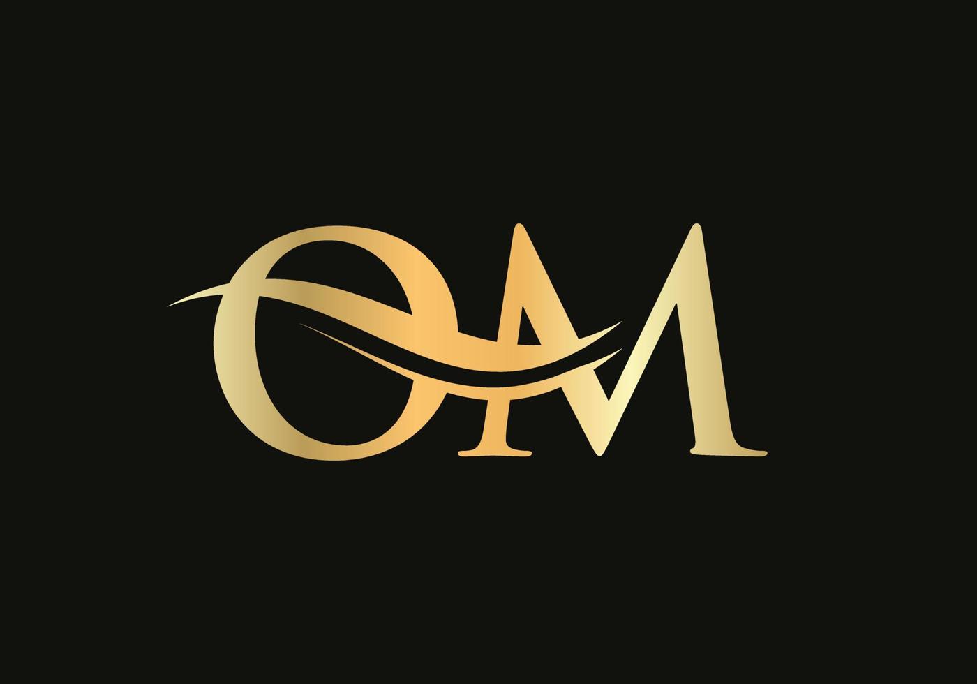 création de logo premium lettre om avec concept de vague d'eau. création de logo de lettre om avec tendance moderne vecteur