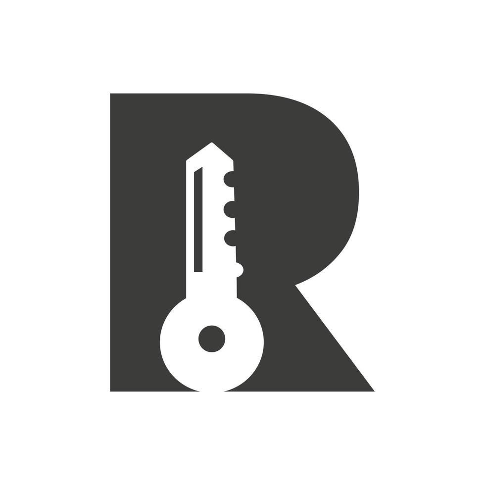 le logo de la clé de la lettre r se combine avec la clé du casier de la maison pour l'immobilier et le modèle de vecteur de symbole de location de maison