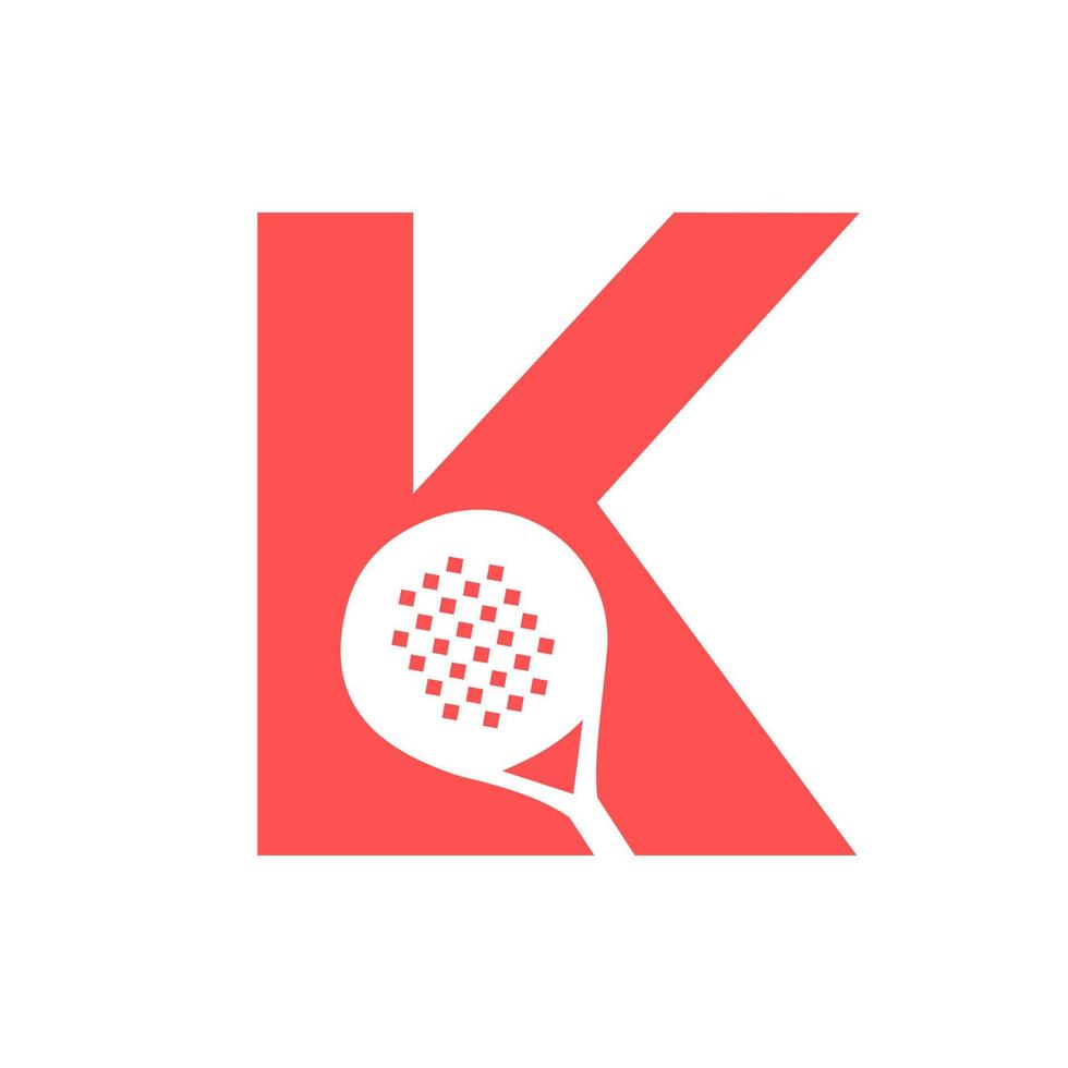 lettre k modèle vectoriel de conception de logo de raquette de padel. symbole du club de tennis de table de plage
