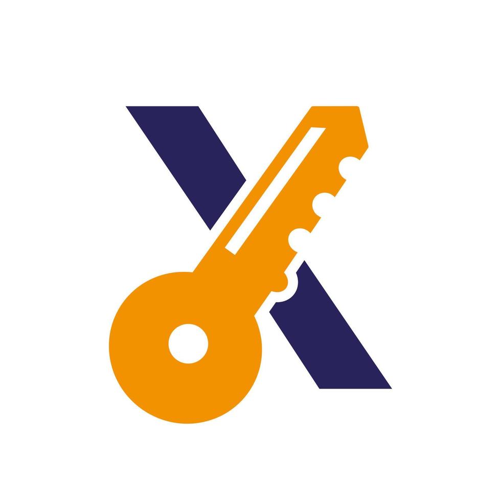 le logo de la lettre x se combine avec la clé de casier de la maison pour l'immobilier et le modèle de vecteur de symbole de location de maison