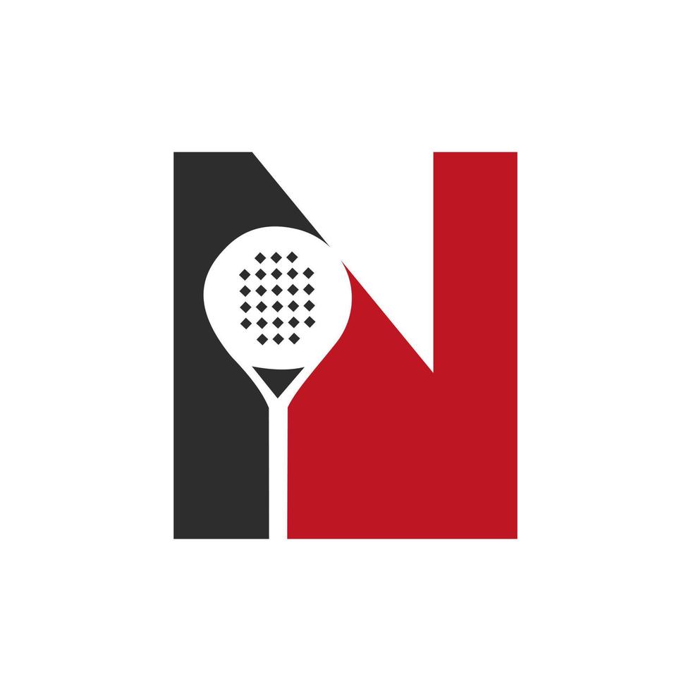 lettre n modèle vectoriel de conception de logo de raquette de padel. symbole du club de tennis de table de plage