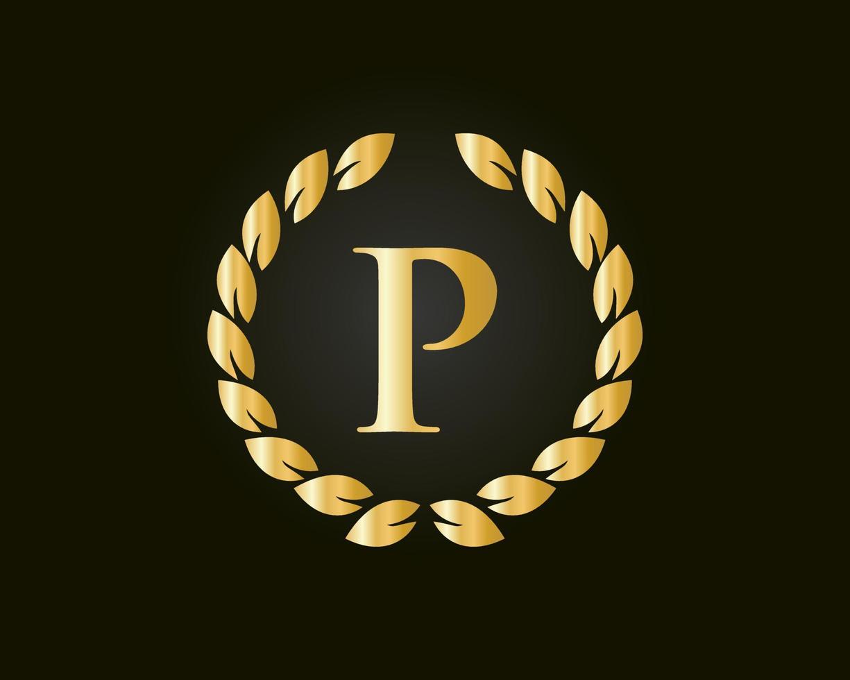 modèle de logo de luxe lettre p en image vectorielle pour le restaurant, la royauté, la boutique, le café, l'hôtel, l'héraldique, les bijoux et l'identité de la mode vecteur