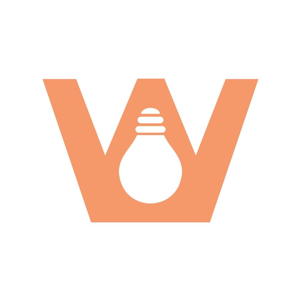 le logo électrique de la lettre w se combine avec le modèle vectoriel d'icône d'ampoule électrique. ampoule logo signe symbole