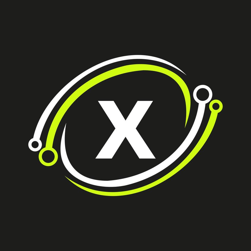 création de logo de technologie sur le concept de lettre x. modèle de logo de réseau technologique vecteur
