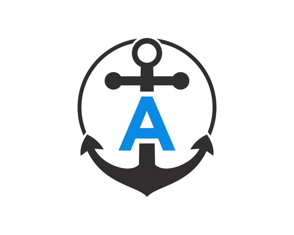 lettre initiale un logo d'ancre. marine, logo bateau à voile vecteur