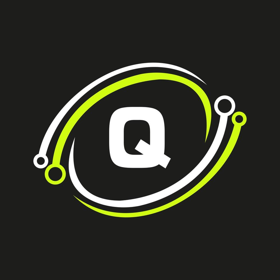 création de logo de technologie sur le concept de lettre q. modèle de logo de réseau technologique vecteur