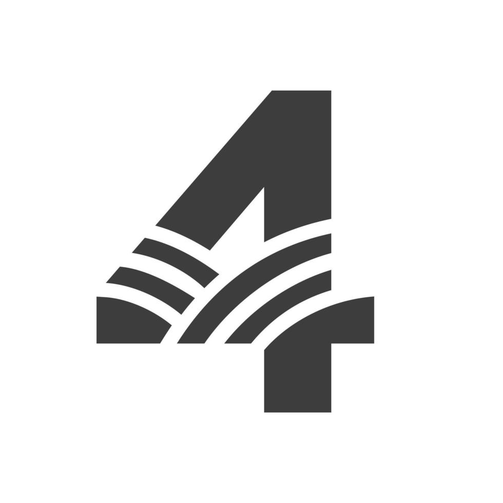 logo de l'agriculture sur le concept de la lettre 4. logo de la ferme basé sur l'alphabet pour la boulangerie, le pain, la pâtisserie, l'identité d'entreprise des industries domestiques vecteur