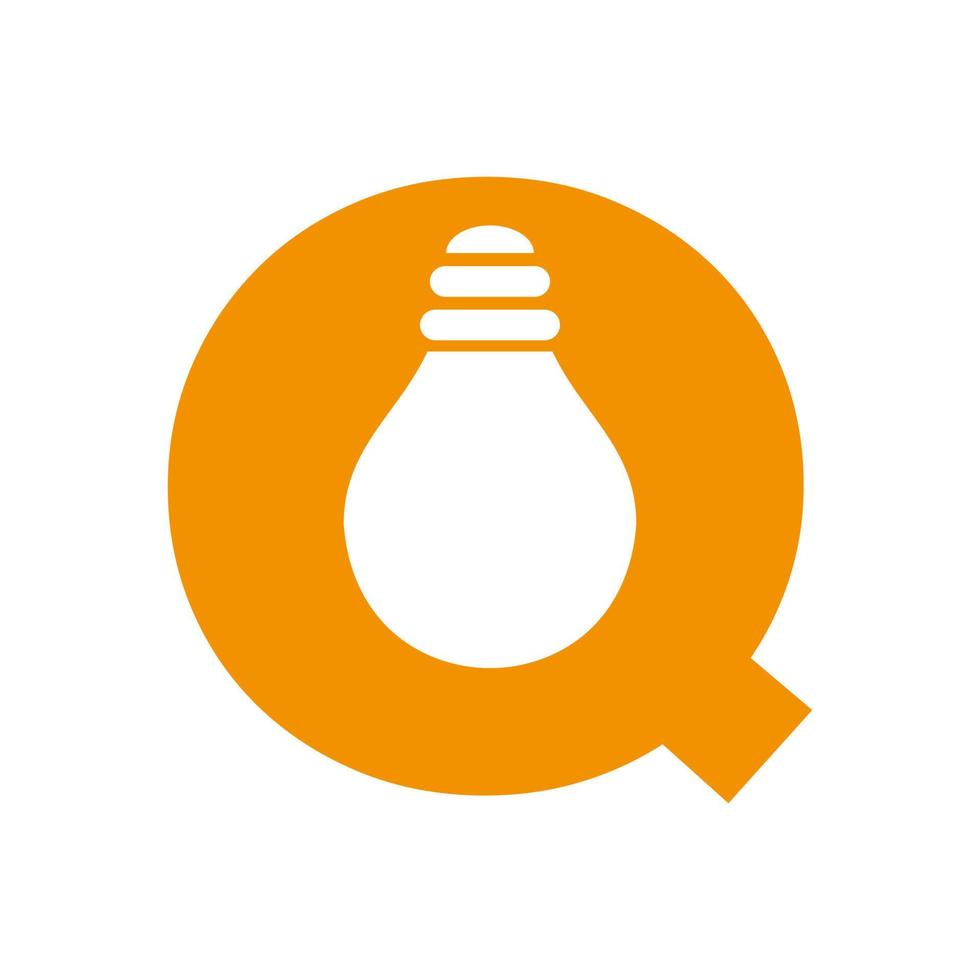 le logo électrique de la lettre q se combine avec le modèle vectoriel d'icône d'ampoule électrique. ampoule logo signe symbole