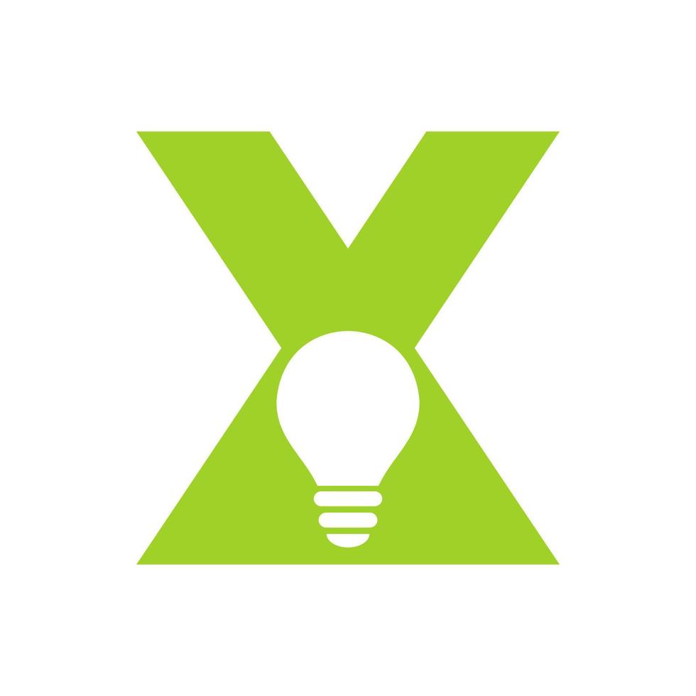 le logo électrique de la lettre x se combine avec le modèle vectoriel d'icône d'ampoule électrique. ampoule logo signe symbole