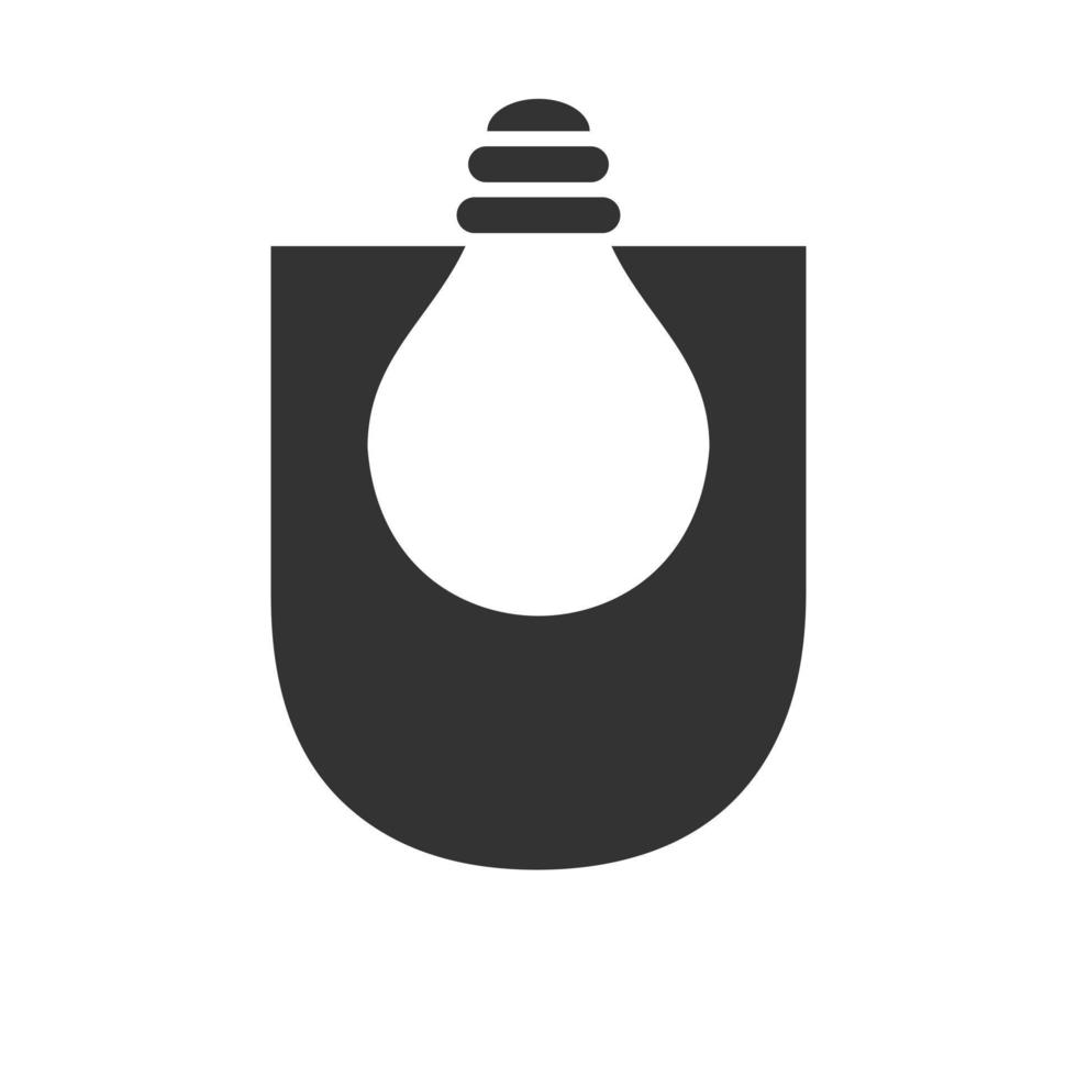 le logo électrique de la lettre u se combine avec le modèle vectoriel d'icône d'ampoule électrique. ampoule logo signe symbole