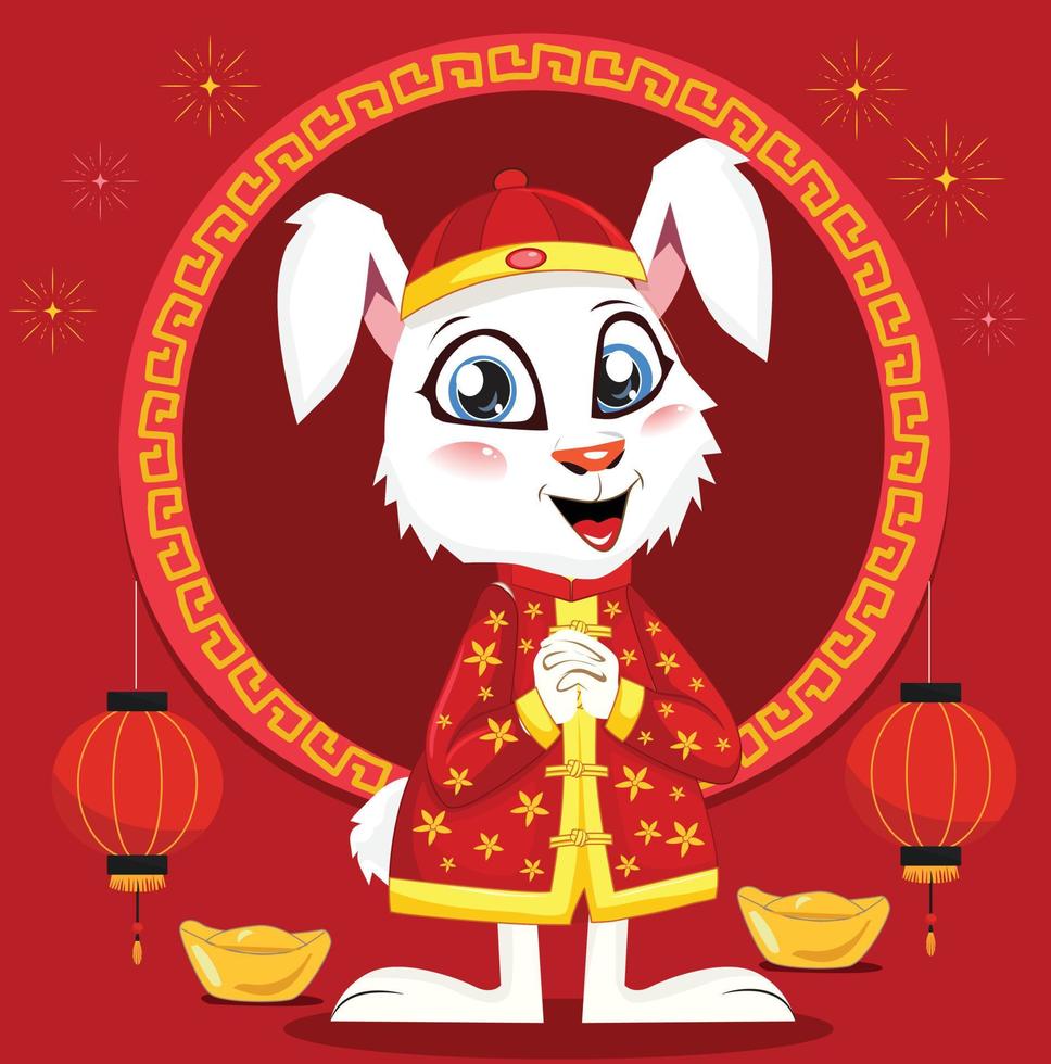 joyeux nouvel an chinois 2023, année du lapin, bonne année illustration pour affiches, cartes, calendriers, enseignes, bannières, sites Web, relations publiques et autres modèles vecteur