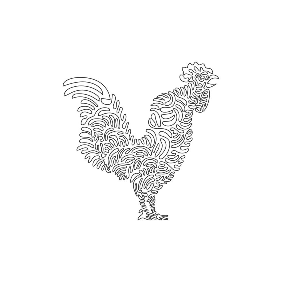 une seule ligne dessinant l'art abstrait. adorable coq debout. ligne continue dessiner illustration vectorielle de conception graphique d'éperons sur le coq pour l'icône, le symbole, le logo de l'entreprise, la décoration murale de l'affiche vecteur