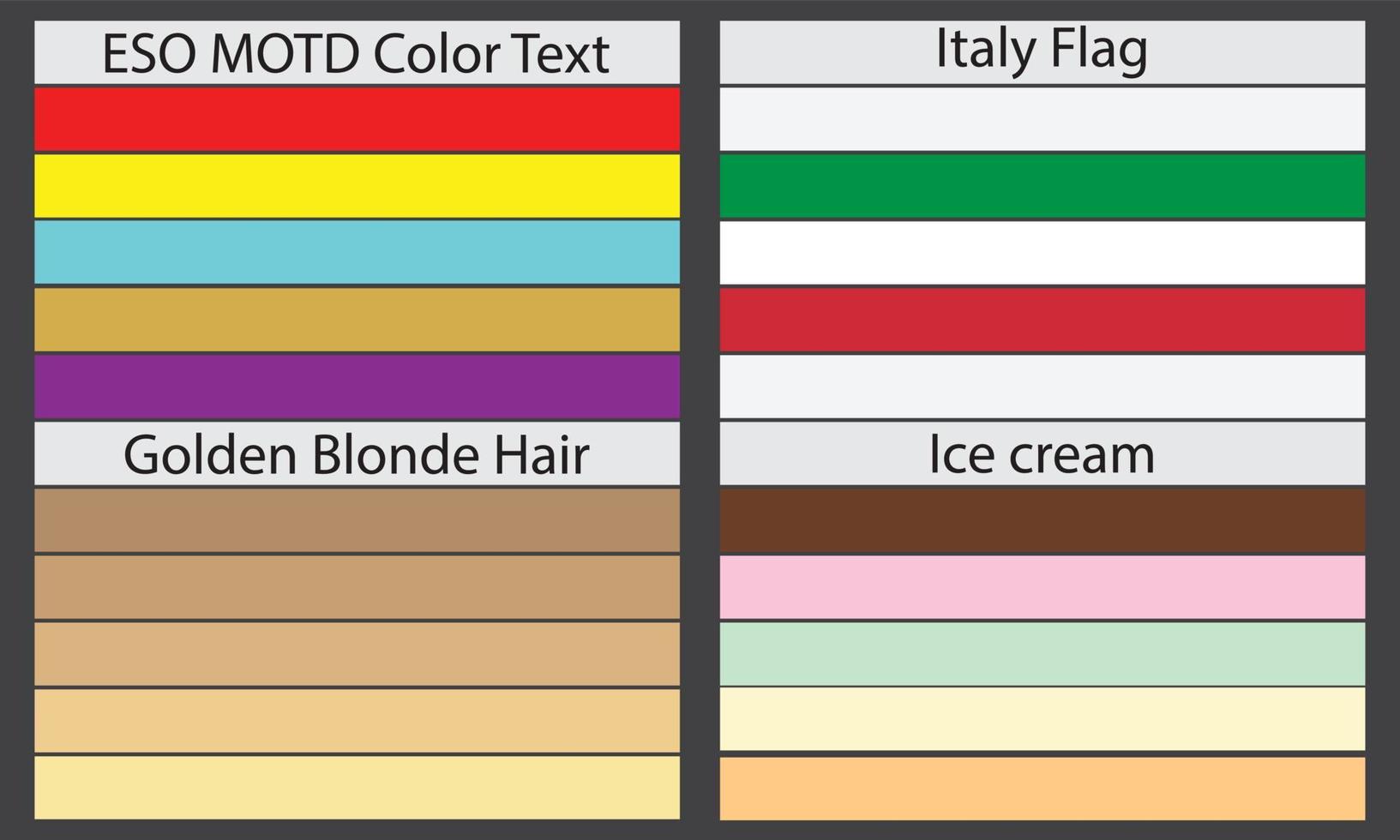 palettes de couleurs une palette de couleurs est un ensemble de couleurs utilisées dans une conception ou un projet visuel. ces couleurs sont soigneusement choisies pour créer un design cohérent et visuellement attrayant. vecteur