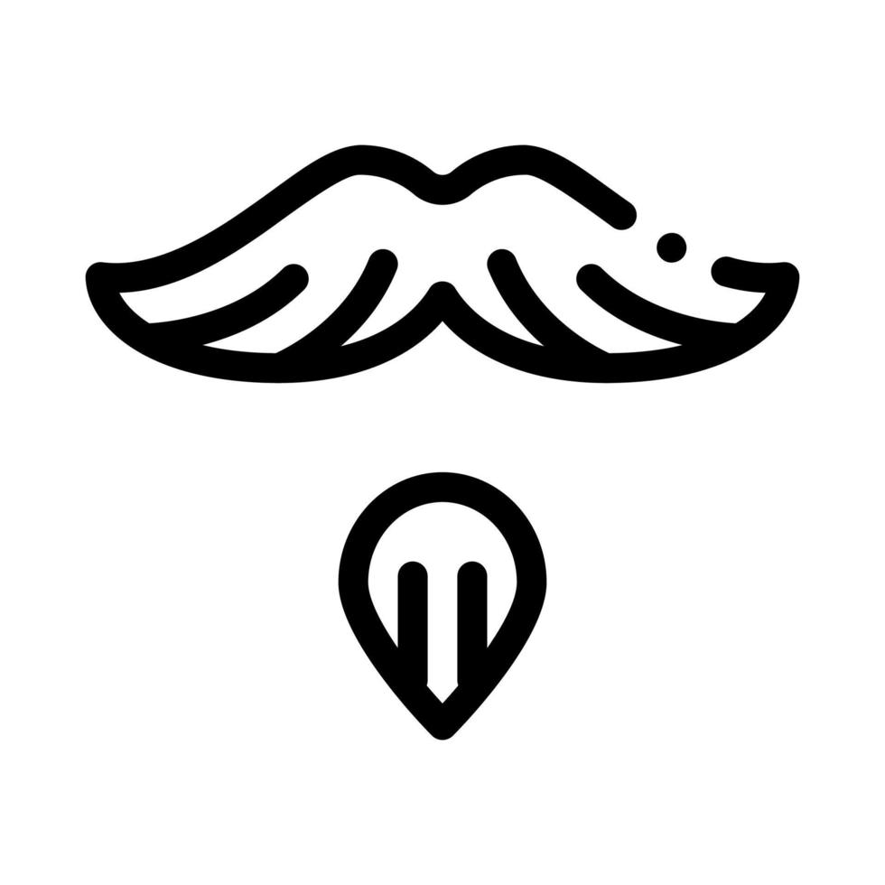 barbiche barbe moustache contour icône illustration vecteur