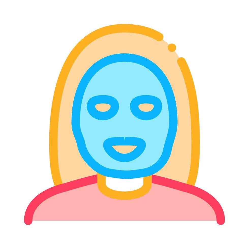 illustration de contour d'icône de masque de soins de santé femme vecteur