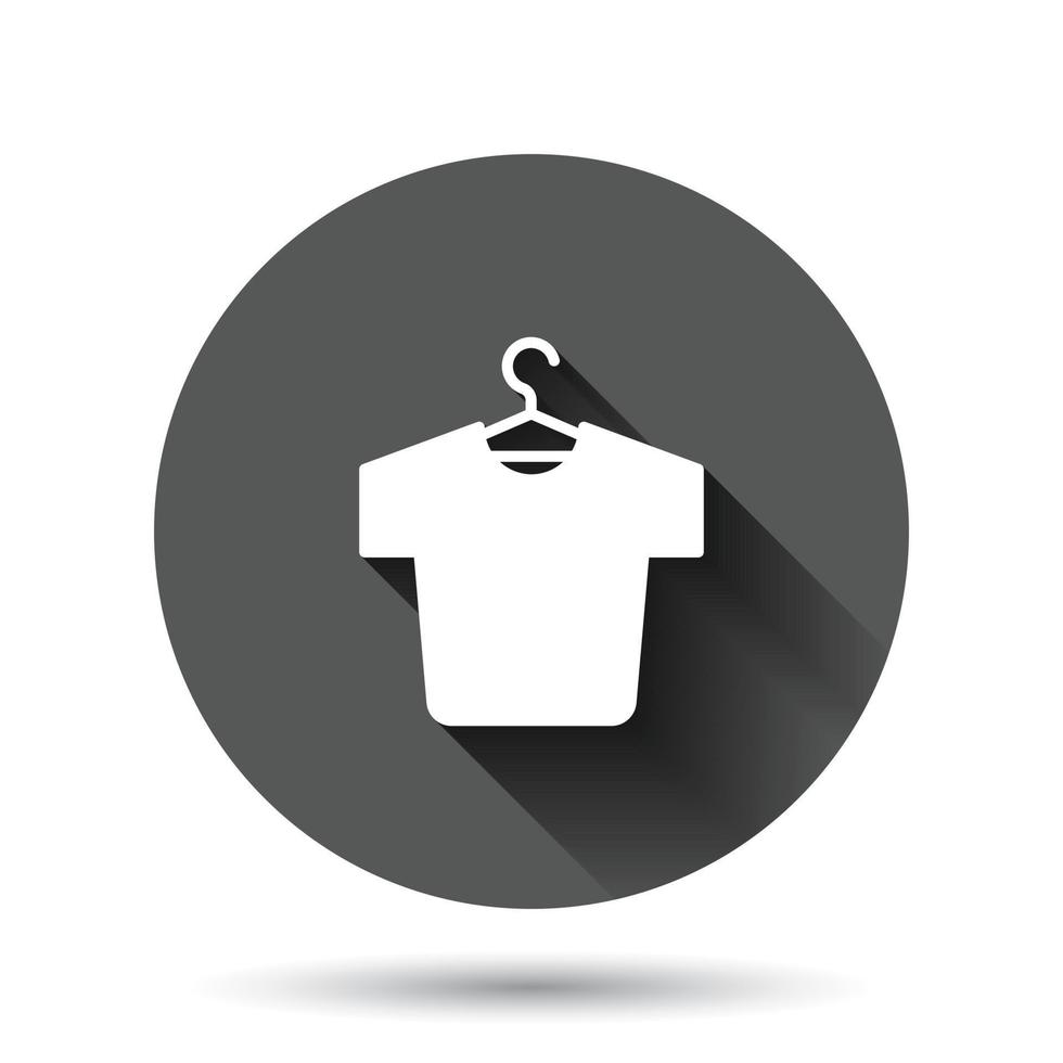 icône de t-shirt dans un style plat. illustration vectorielle de vêtements décontractés sur fond rond noir avec effet d'ombre portée. concept d'entreprise de bouton de cercle d'usure de polo. vecteur