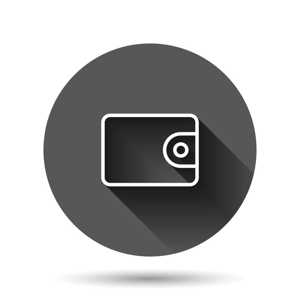 icône de portefeuille dans un style plat. illustration vectorielle de sac à main sur fond rond noir avec effet d'ombre portée. finance sac cercle bouton business concept. vecteur