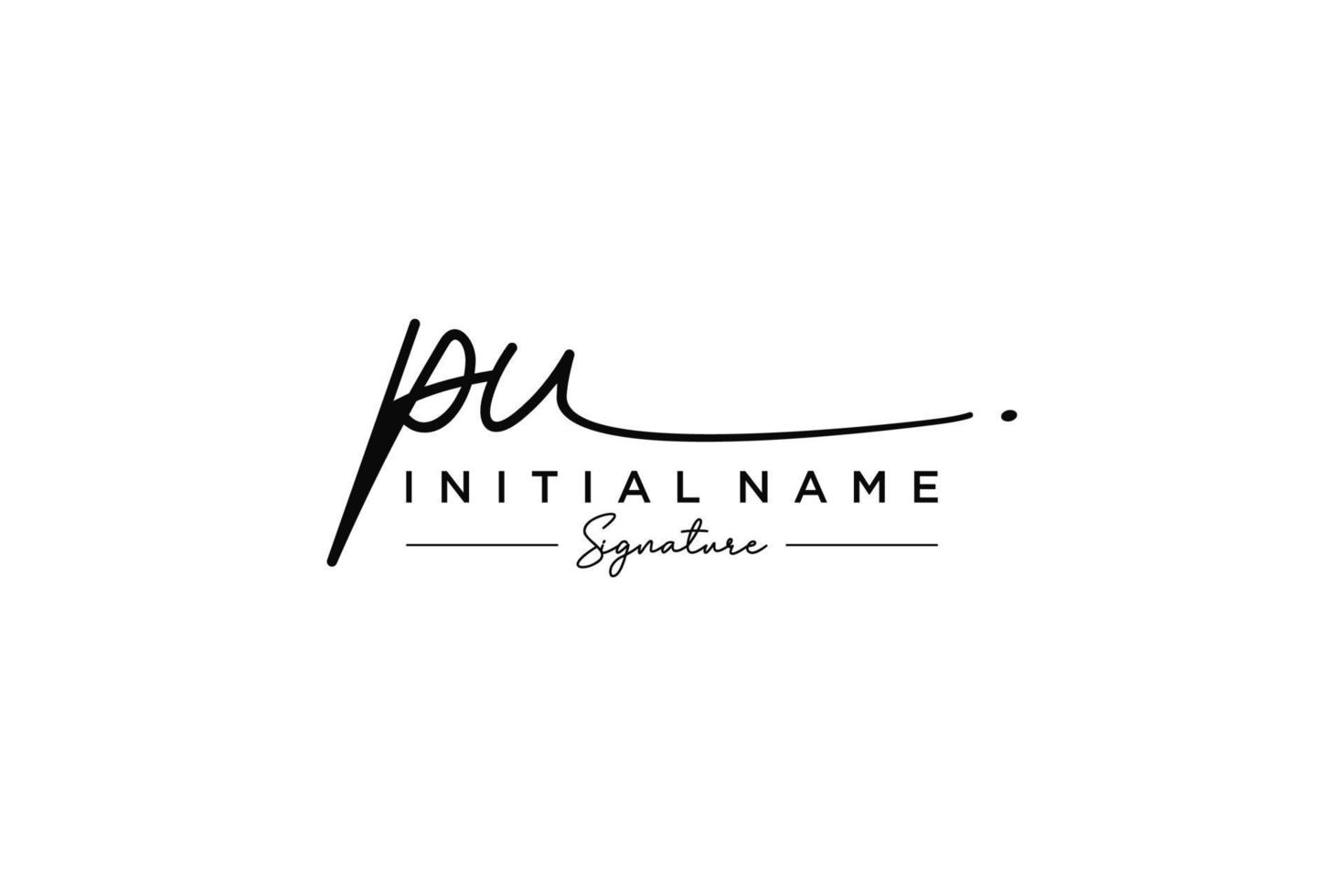 vecteur de modèle de logo de signature pu initial. illustration vectorielle de calligraphie dessinée à la main.