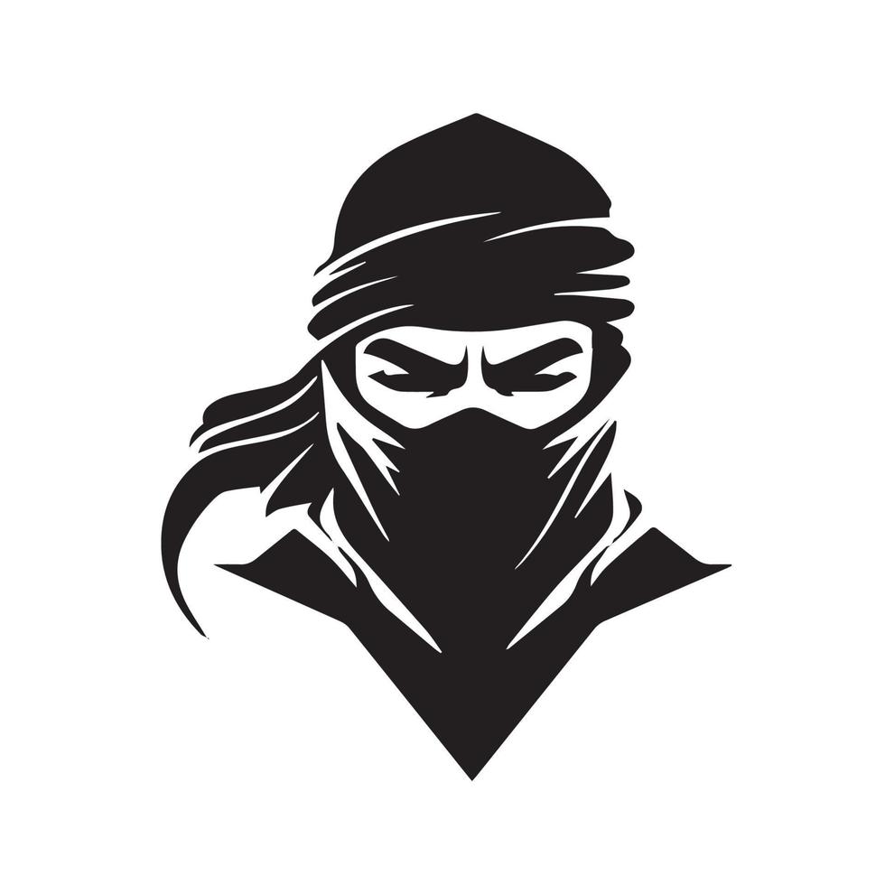 icône de vecteur ninja. logo minimal simple d'assassin à capuchon. guerrier japonais isolé idée de furtivité