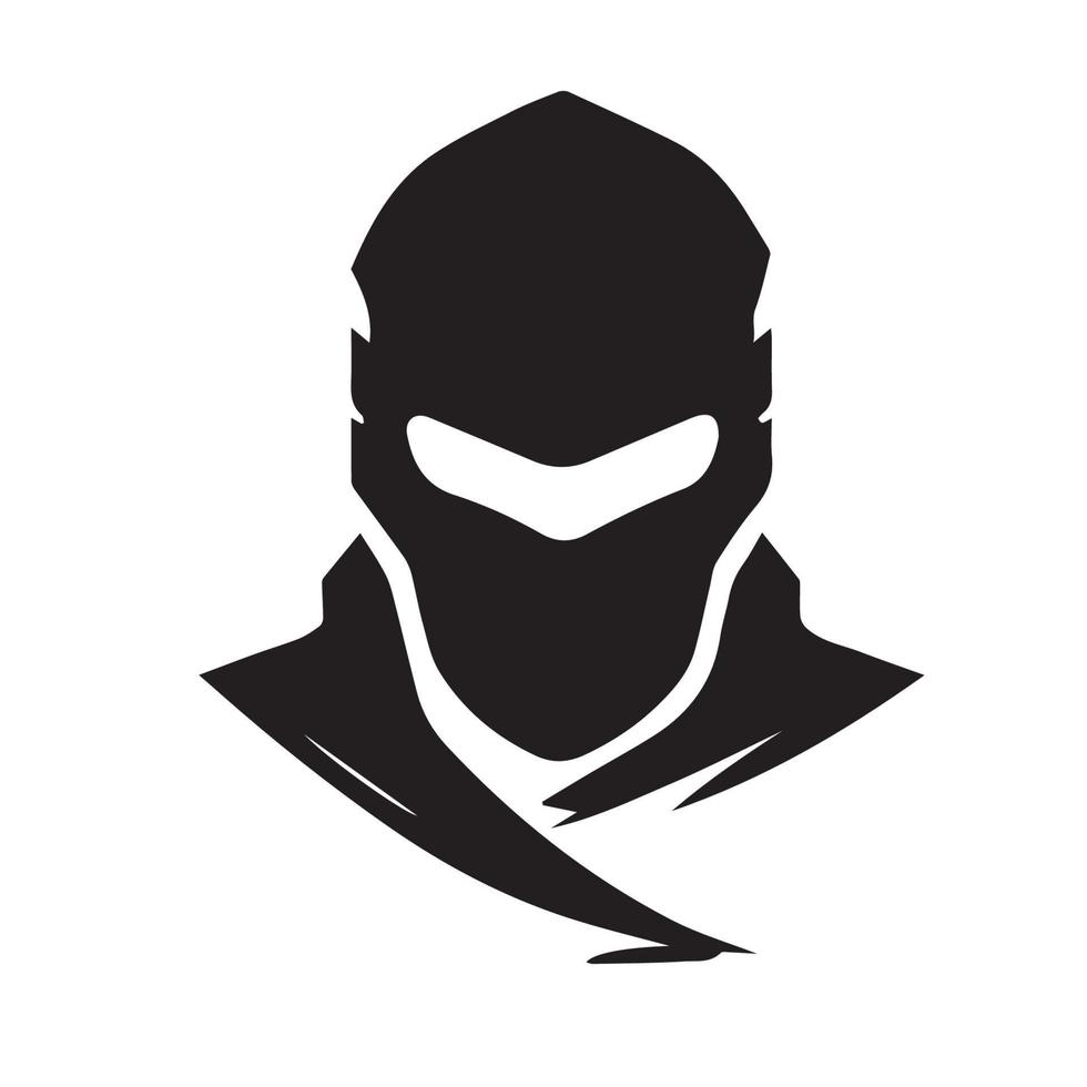 icône de vecteur ninja. logo minimal simple d'assassin à capuchon. guerrier japonais isolé idée de furtivité