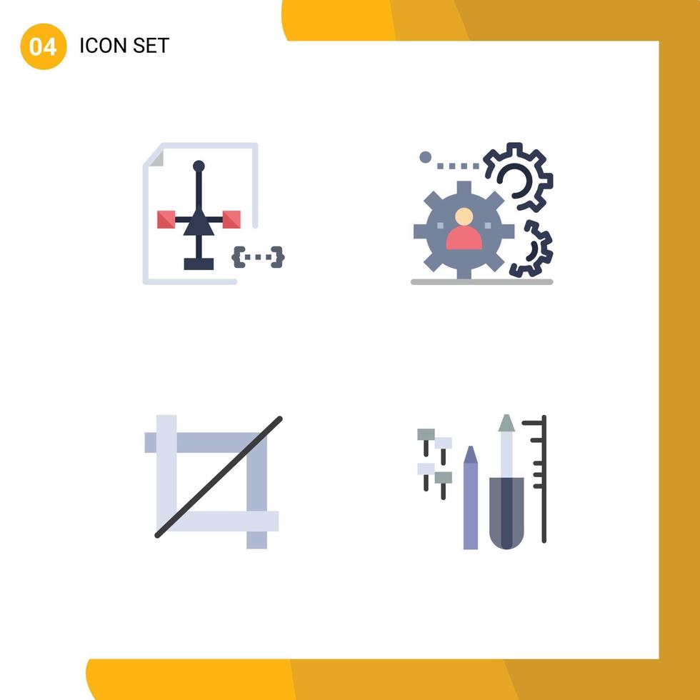 ensemble moderne de 4 icônes et symboles plats tels que le codage du document de travail d'équipe les personnes conçoivent des éléments de conception vectoriels modifiables vecteur