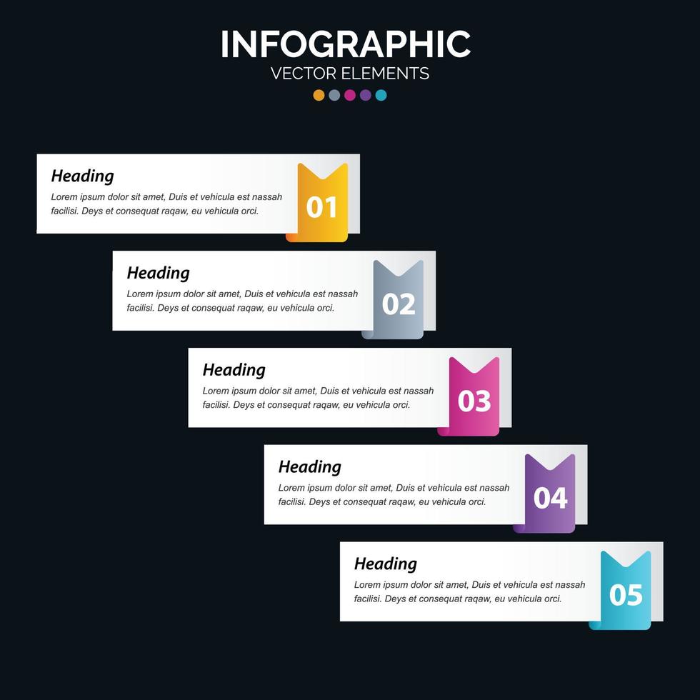 5 options infographie diagramme rapport annuel conception web étapes ou processus de concept d'entreprise vecteur