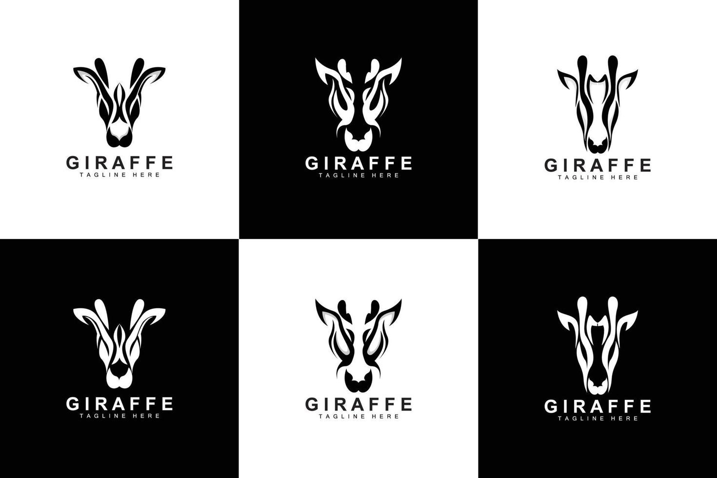 création de logo de girafe, silhouette vectorielle de tête de girafe, animal à col haut, zoo, illustration de tatouage, marque de produit vecteur