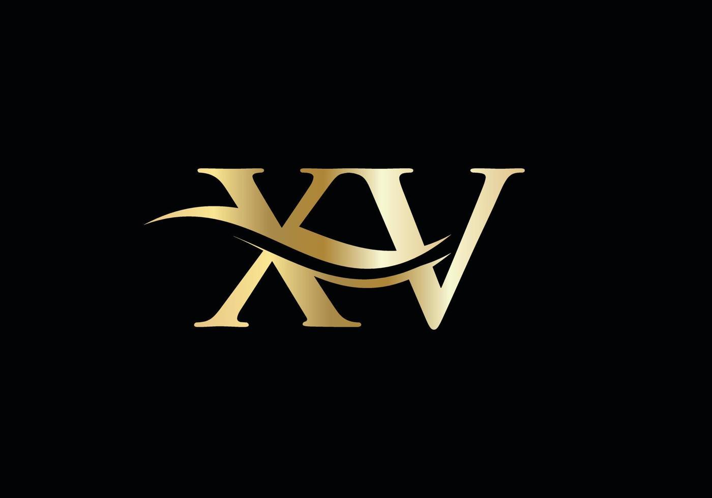 vecteur de logo xv vague d'eau. création de logo swoosh letter xv pour l'identité de l'entreprise et de l'entreprise