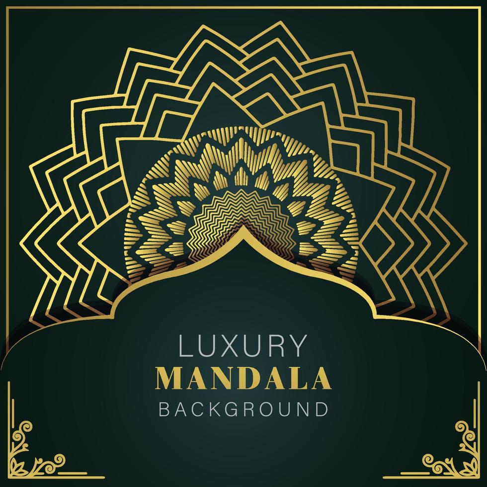 mandala de luxe doré avec un design élégant de fond noir pour le henné d'invitation d'anniversaire vecteur