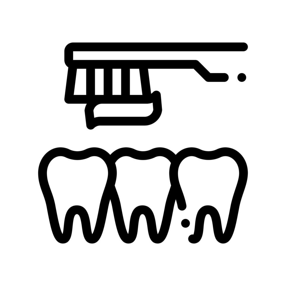 icône de signe de ligne mince de vecteur de nettoyage des dents de dentiste