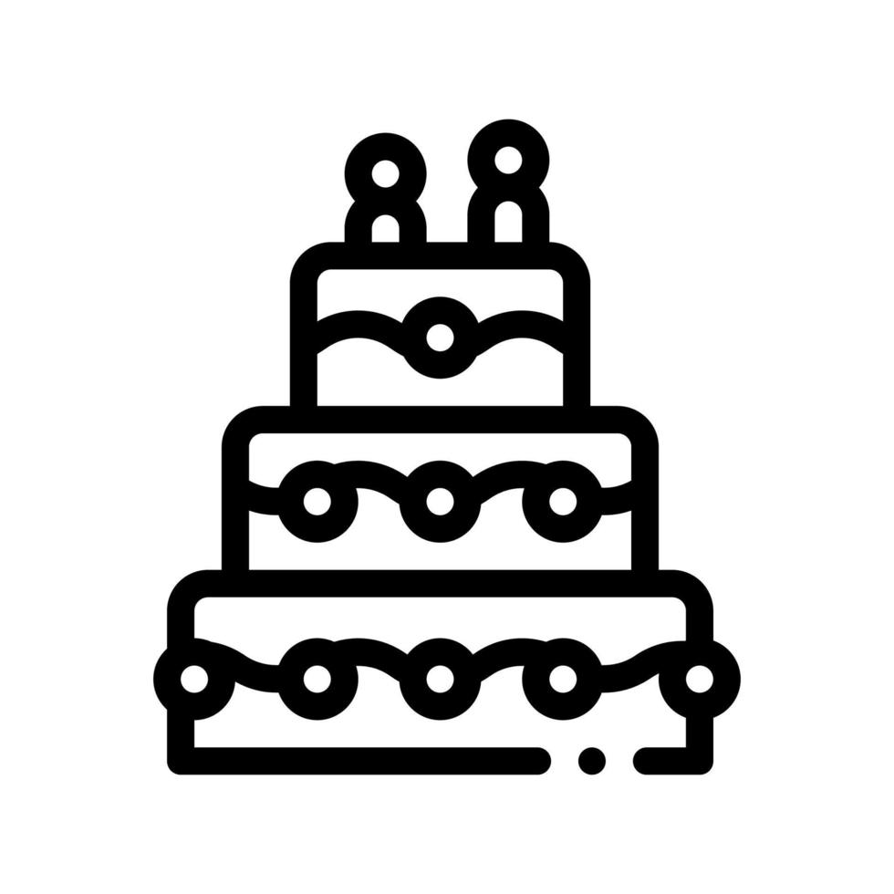 icône de vecteur de ligne mince de gâteau de mariage de célébration