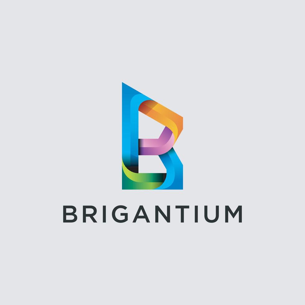 Création de logo 3d lettre b moderne et colorée. logo ou icône de la lettre initiale b avec un concept de dégradé dynamique vecteur