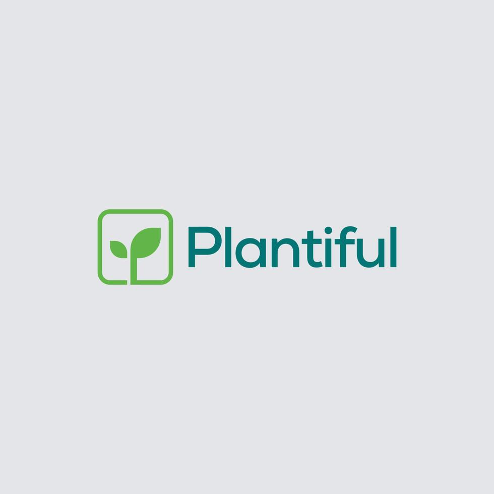 lettre p pour les plantes. logo sur le thème de la nature et des plantes vecteur