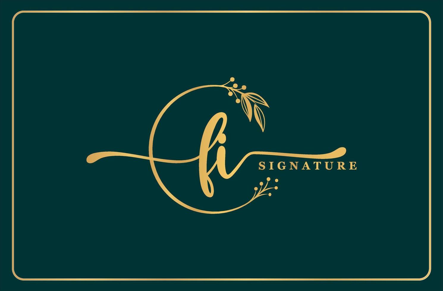 signature de luxe or initiale li logo design feuille et fleur isolées vecteur