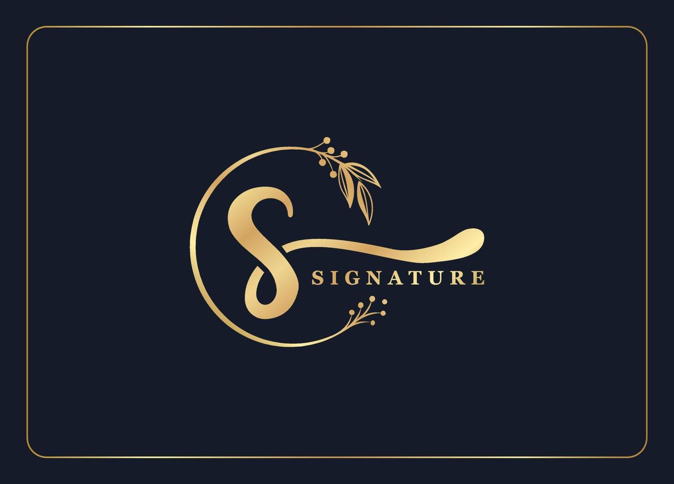 signature de luxe initiale s logo design isolé feuille et fleur signature au-03 vecteur