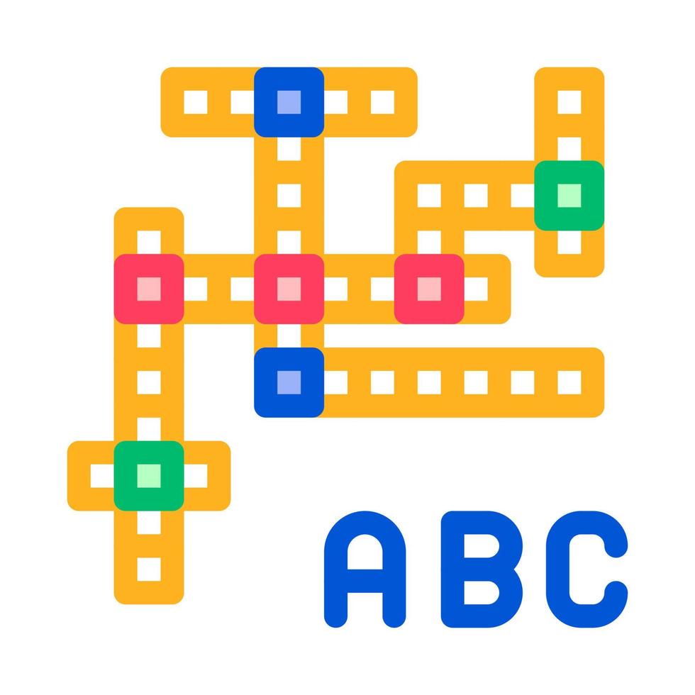 icône de signe de vecteur de mots croisés de jeu interactif pour enfants