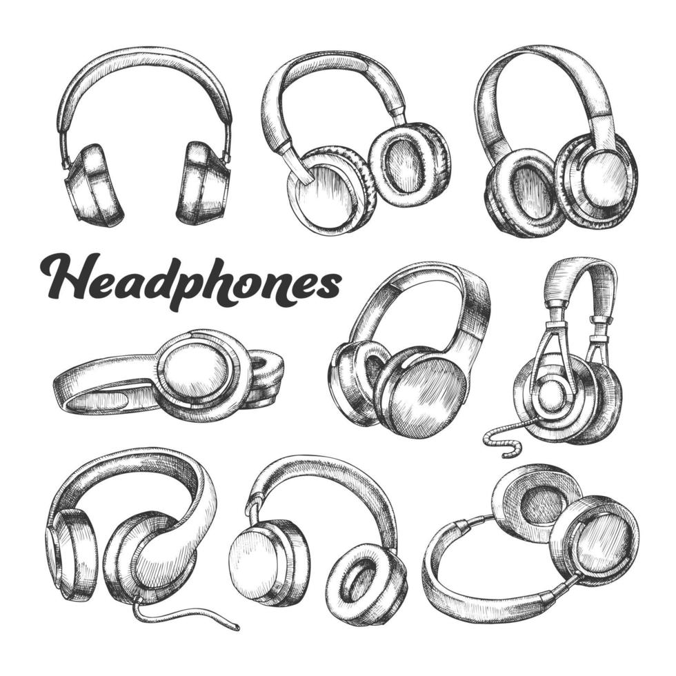 collection différents côtés casque set vector