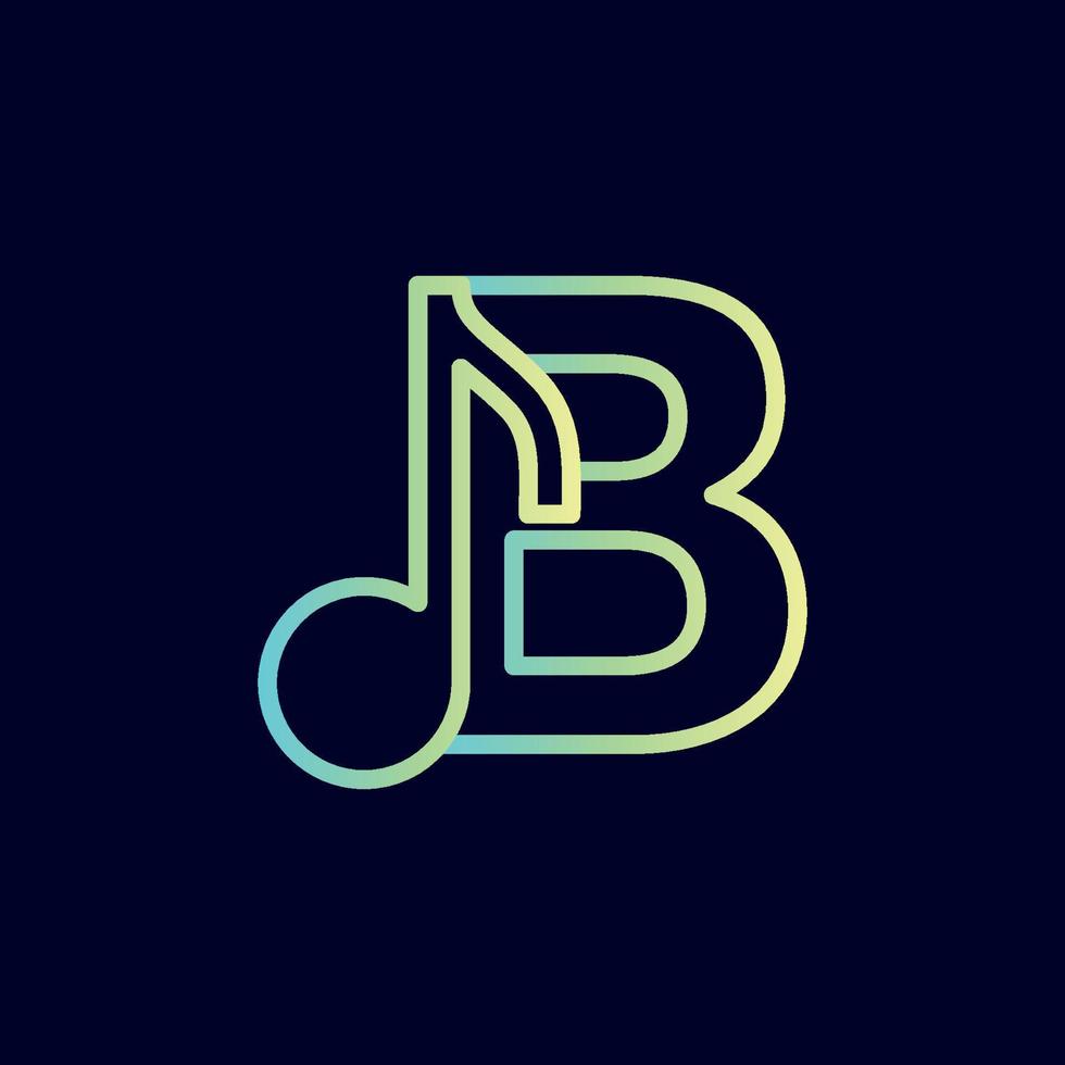 note de musique logo design marque lettre b vecteur