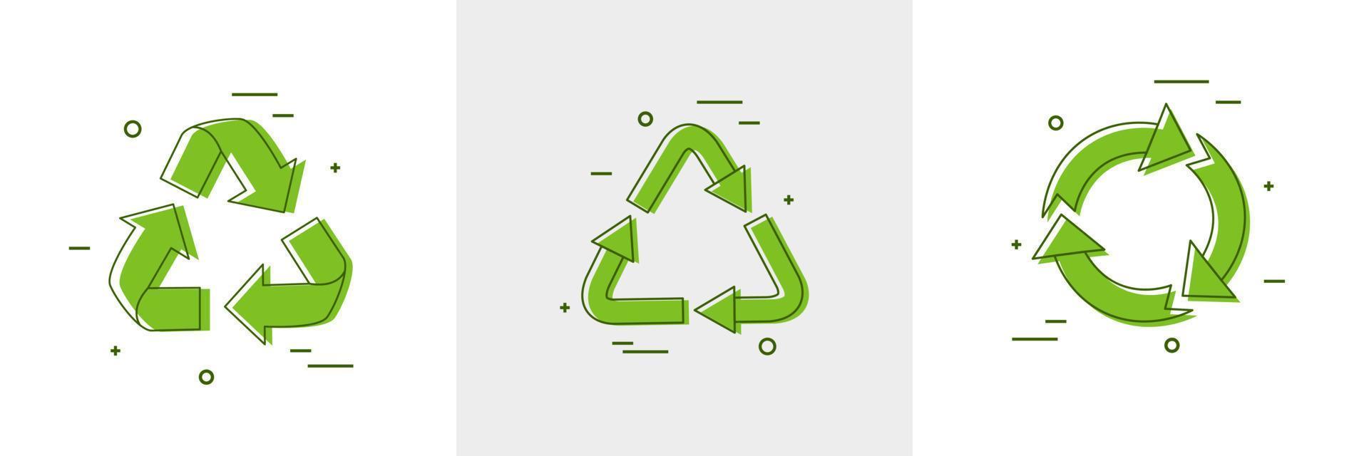 ensemble de symboles de recyclage. icône écologique recyclée. illustration vectorielle isolée. vecteur
