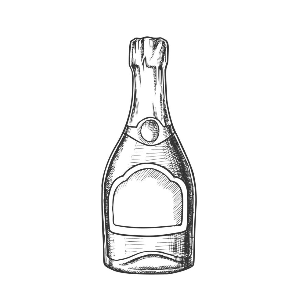 champagne blanc bouteille alcool vecteur monochrome
