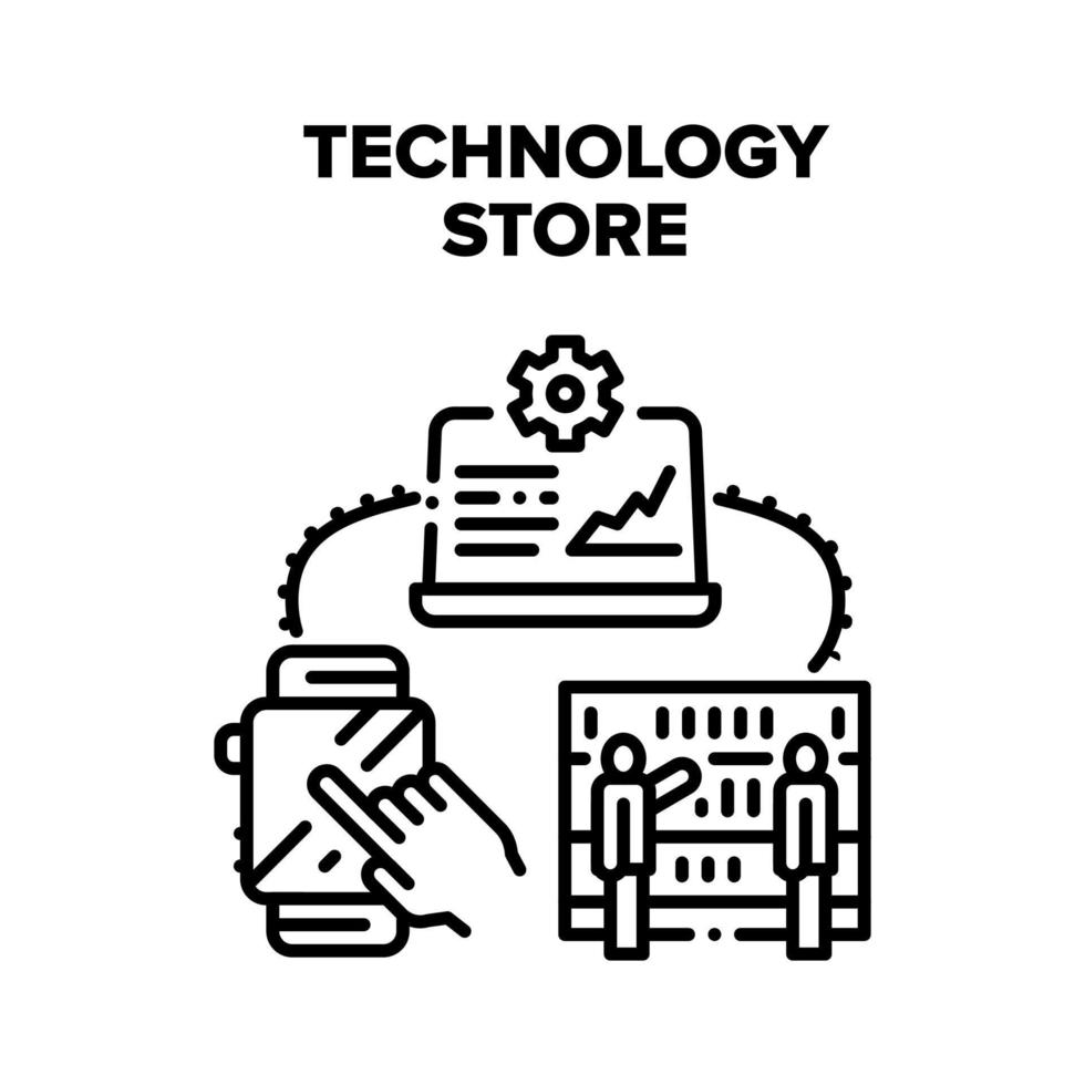 illustration vectorielle de magasin de technologie noir vecteur