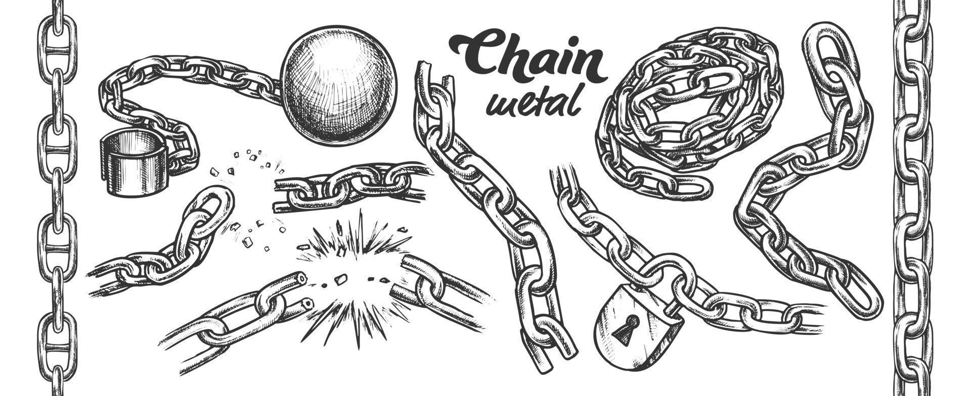 collection de chaîne de fer monochrome set vector