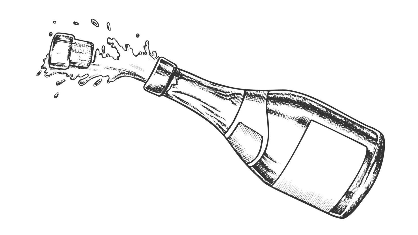 champagne étiquette vierge bouteille en verre vecteur vintage