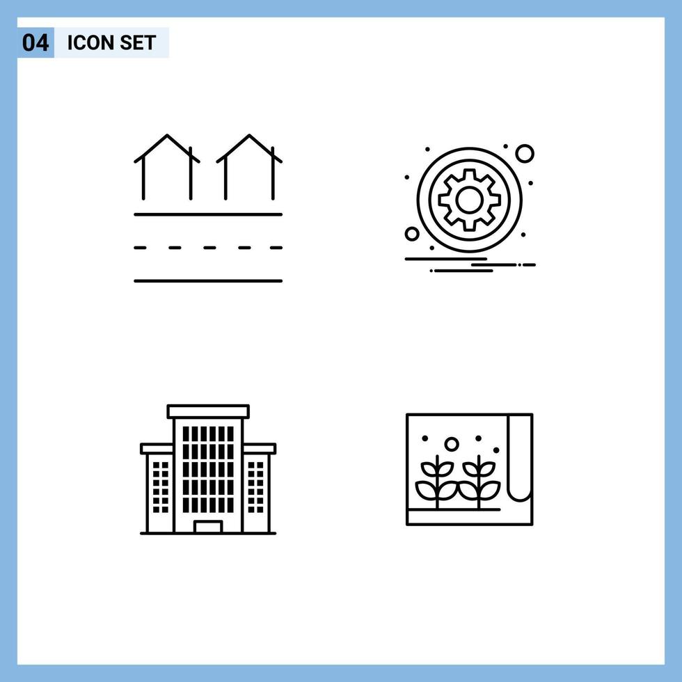 groupe de 4 signes et symboles de couleurs plates remplies pour les options immobilières éléments de conception vectoriels modifiables de la ville d'équipement réel vecteur