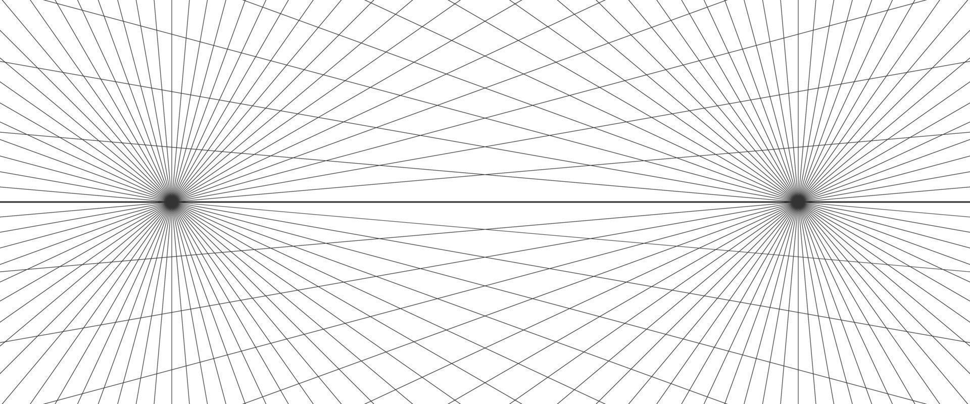 fond de grille de perspective à deux points. toile de fond de ligne de grille abstraite. modèle de maillage de perspective de dessin. illustration vectorielle isolée sur fond blanc vecteur
