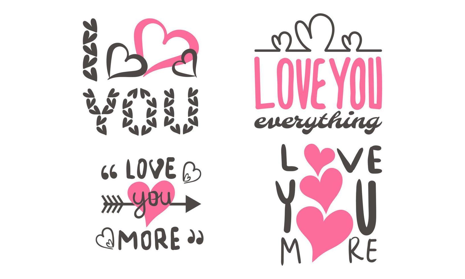 carte de Saint Valentin, amour, écoute. affiche de typographie avec texte dessiné à la main et vecteur d'éléments graphiques