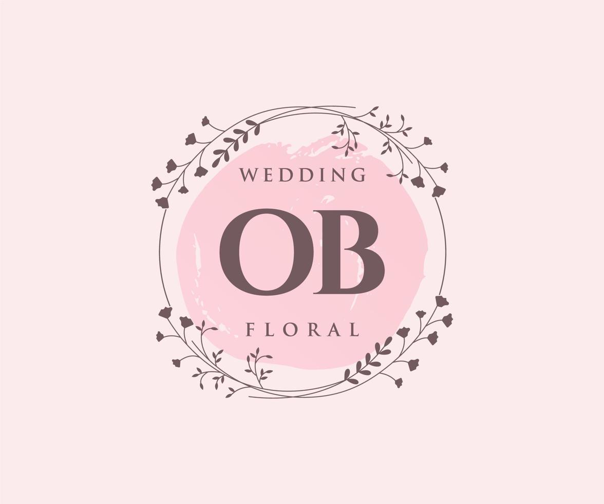 ob initiales lettre mariage monogramme logos modèle, modèles minimalistes et floraux modernes dessinés à la main pour cartes d'invitation, réservez la date, identité élégante. vecteur