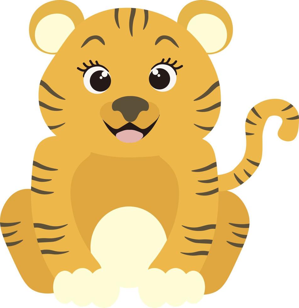 tigre de dessin animé mignon. illustration vectorielle isolée sur fond blanc vecteur